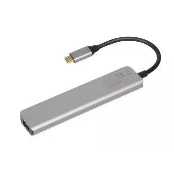 Docking centrs IBOX IUH3SL4K USB Type-C 5 Gbit/s, HDMI 4K@30Hz, PD līdz 100W, 2x USB-A, 2x USB-C, karšu lasītājs, sudrabs