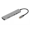 Docking centrs IBOX IUH3SL4K USB Type-C 5 Gbit/s, HDMI 4K@30Hz, PD līdz 100W, 2x USB-A, 2x USB-C, karšu lasītājs, sudrabs