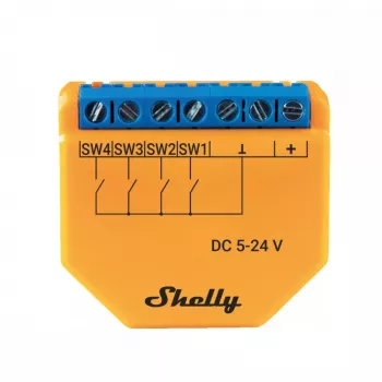 Shelly Plus I4 DC Kontrolieris/Scenāriju aktivators, WiFi/Bluetooth (5-24V DC)