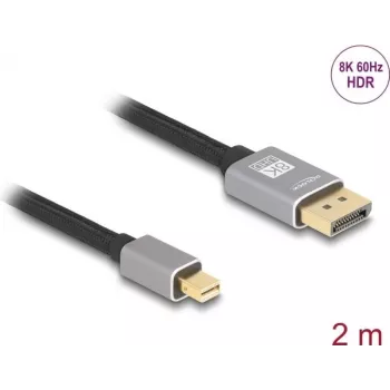 DeLOCK Mini DisplayPort – DisplayPort kabelis 8K 60 Hz 2 m pelēks metāls