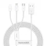 USB kabelis Baseus Superior USB 2.0 1,5m USB A – USB C / Micro USB / Lightning balts