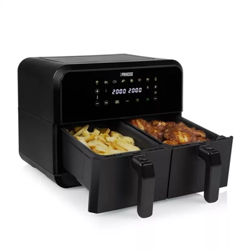 Princess 182068 Divu grozu karstā gaisa fritieris 8L 2400W 220°C LED skārienvadība (melns)