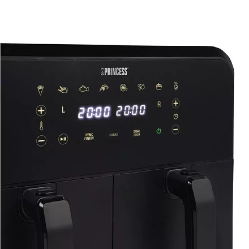 Princess 182068 Divu grozu karstā gaisa fritieris 8L 2400W 220°C LED skārienvadība (melns)
