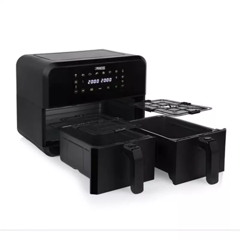 Princess 182068 Divu grozu karstā gaisa fritieris 8L 2400W 220°C LED skārienvadība (melns)