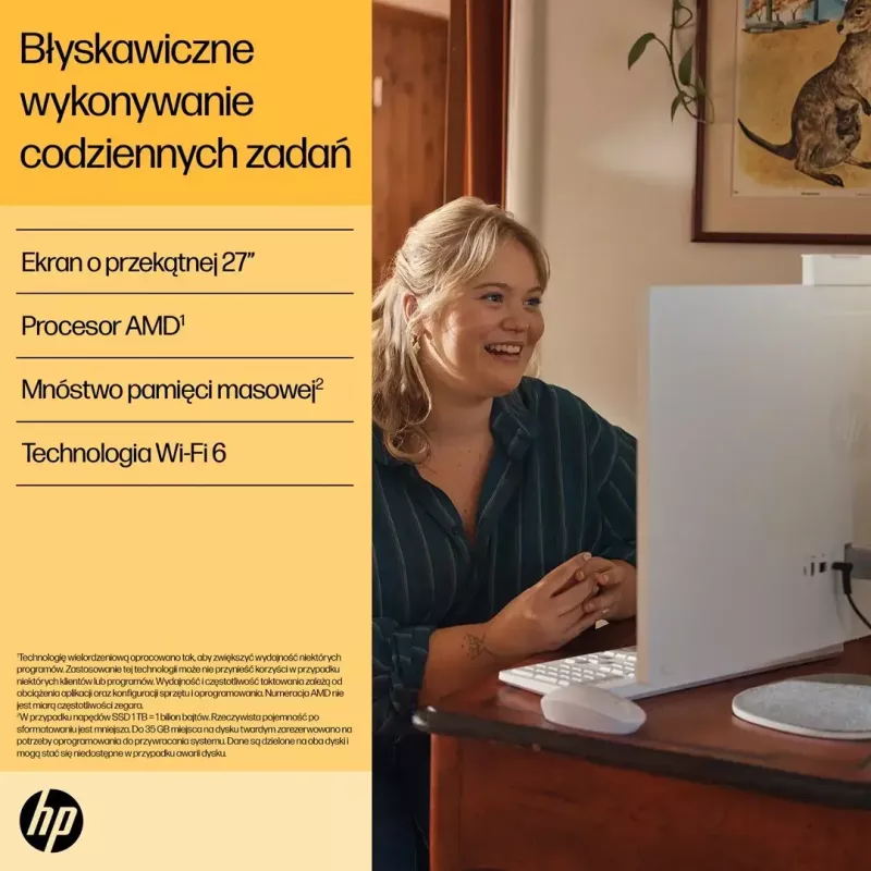 Viss-iekšā-Vienā PC HP 27-cr0222nw — AMD Ryzen 7 7730U, 16GB RAM, 512GB SSD, 27 inch FHD, Windows 11 Home, Wi‑Fi 6