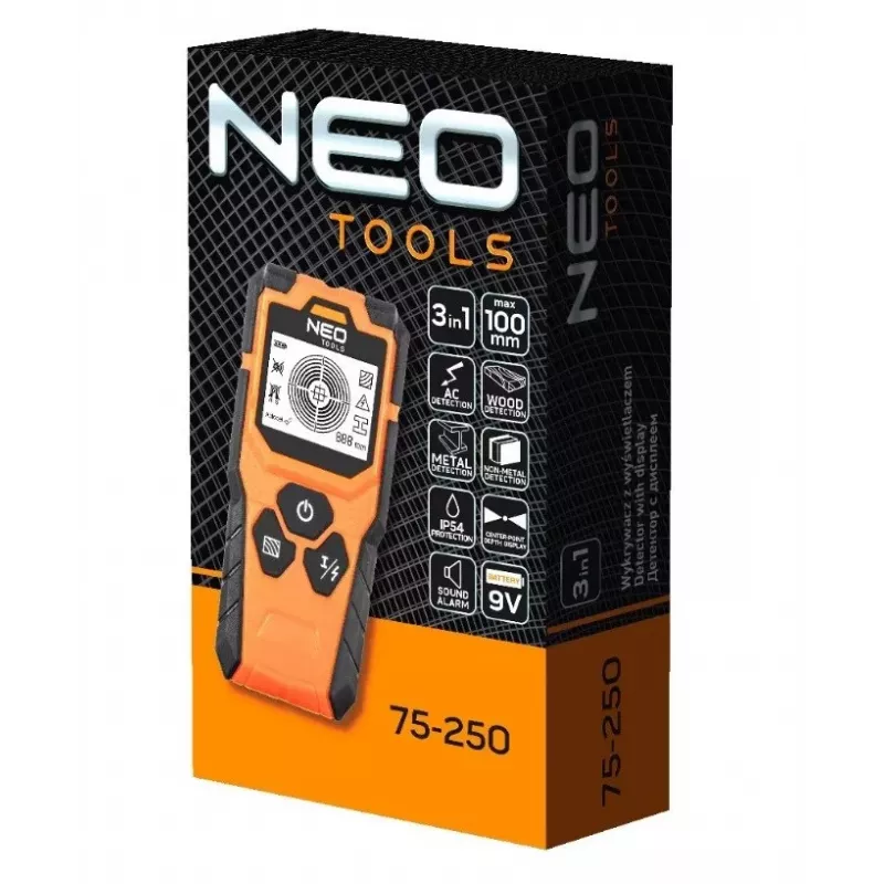 NEO Tools 75-250 detektors 3 vienā ar displeju