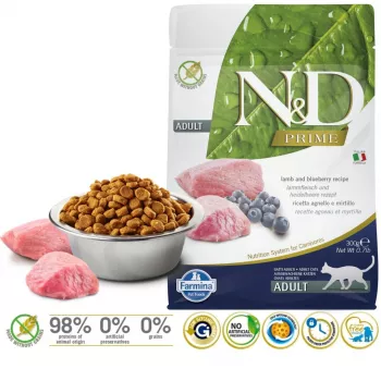 FARMINA N&D Prime Cat Lamb and Blueberry Adult - sausā barība kaķiem - 300 g