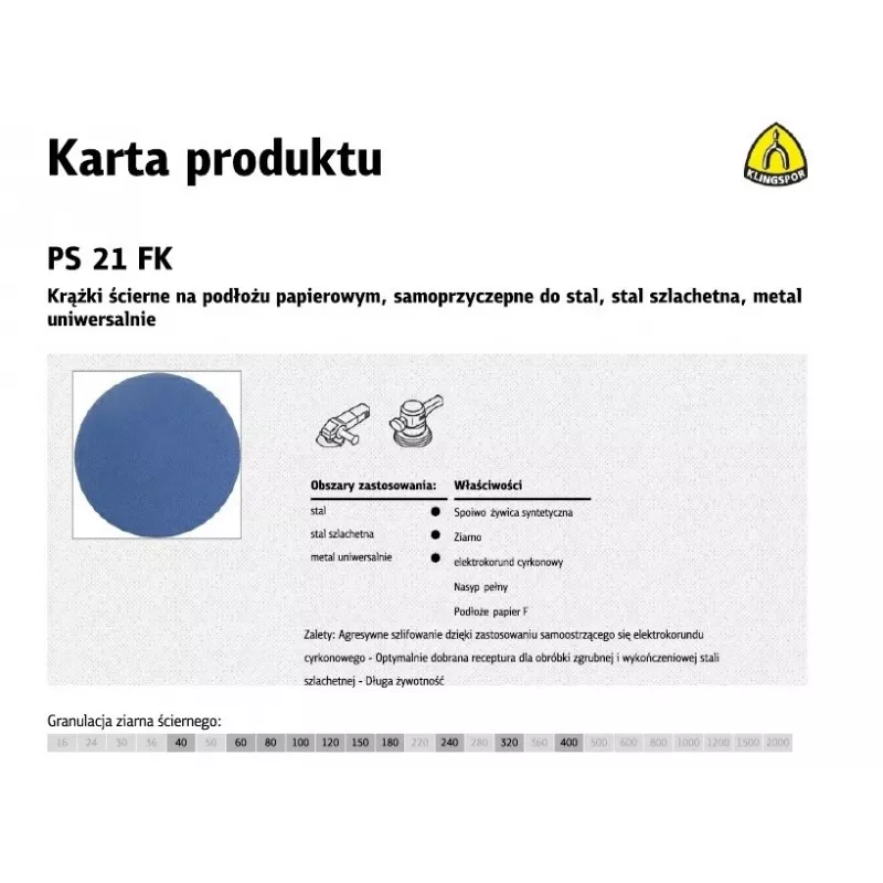 Klingspor 230312 Slīpēšanas disks, Diametrs 150mm, Smiltis 40, 50 gab. (230312)
