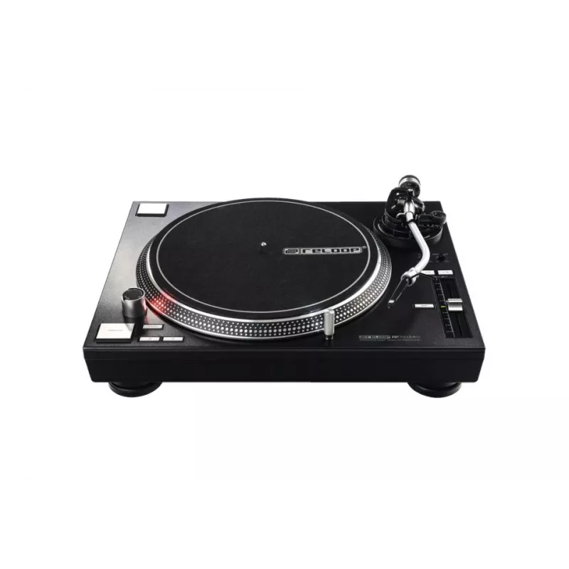 Profesionāls tiešās piedziņas DJ atskaņotājs Reloop RP-7000 MK2 — 33/45/78 RPM, S-veida tonearm, alumīnija plates, melns