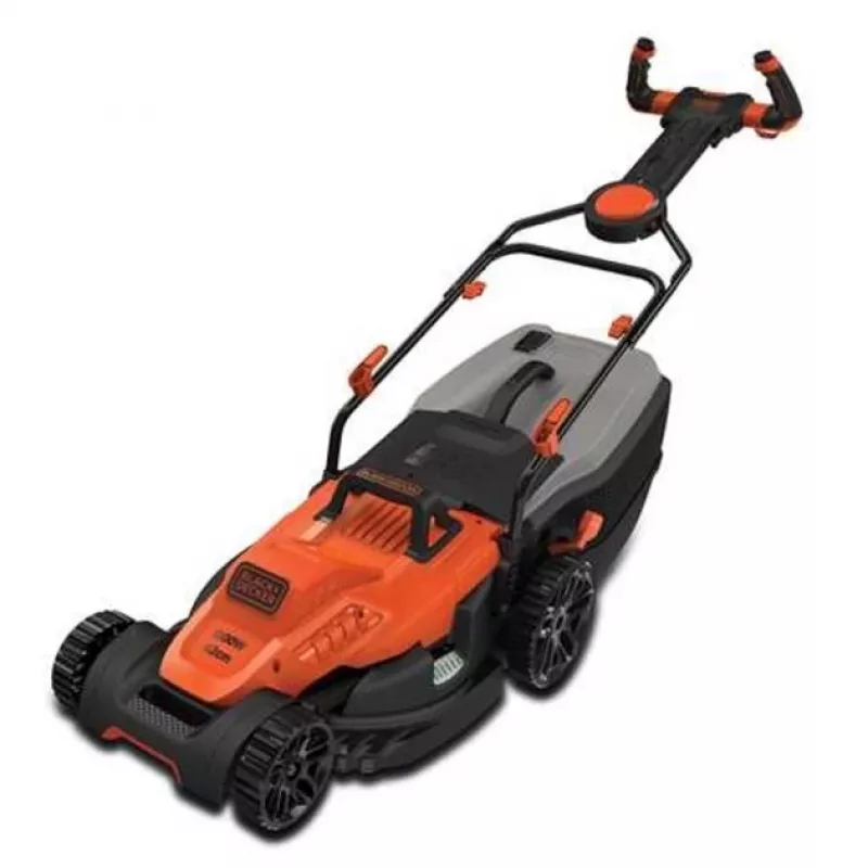 Black & Decker elektriskais zāles pļāvējs ar griešanas augstuma regulēšanu, augstumā regulējams rokturis ar salocīšanu