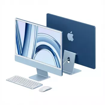 APPLE iMac Z1E5 59,62 cm 23,5 collu standarta stikls M4 8C CPU/8C GPU/16C N.E. 16 GB 256 GB SSD Gbit Eth MM MaKey DE Zils (Z1E5-MWUF3D/A-079C7M)