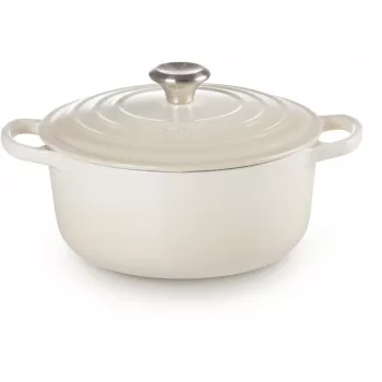 Le Creuset Signature Cepešpanna apaļa 22cm Meringue krēmkrāsā (21177227164430)
