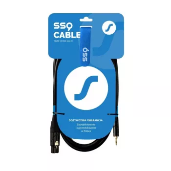 XLR (3-pin) sievišķais uz 3,5 mm TRS stereo ligzdu kabelis SSQ XLRMi0.5 0,5 m, balansēts, 85Ω ±5Ω, 2×0,23 mm², melns