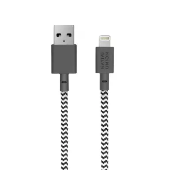 USB-A uz Lightning kabelis Native Union Belt Cable XL 3 m Melns Balts