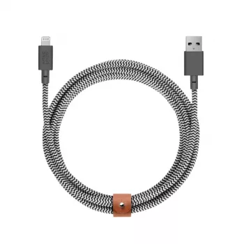 USB-A uz Lightning kabelis Native Union Belt Cable XL 3 m Melns Balts