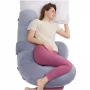 Momcozy PP007 F-veida grūtniecības spilvens, samta pelēks