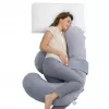 Momcozy PP007 F-veida grūtniecības spilvens, samta pelēks