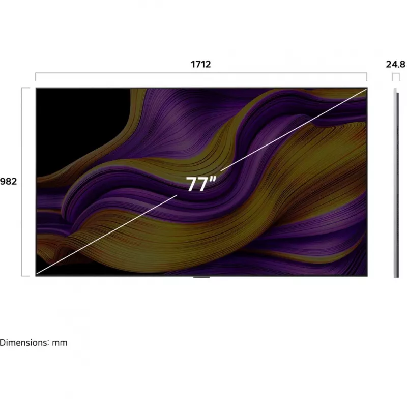 LG OLED77G57LW evo televizors, 194.7 cm (77 colli), sudrabs/melns, UltraHD/4K, Triple Tuner, HDR, 120Hz panelis