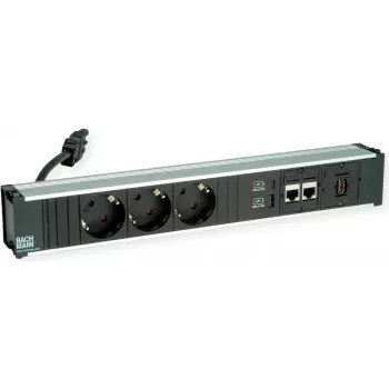 Strāvas sadalītājs Bachmann CONI 912.18118 ar 3× CEE7 ligzdām un 2× CAT6a tīkla portiem