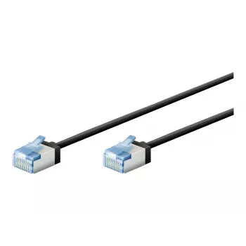 Goobay Ultra-Flexible CAT 6A Patch kabelis slims U/FTP melns - īpaši īss spraudnis (74315)