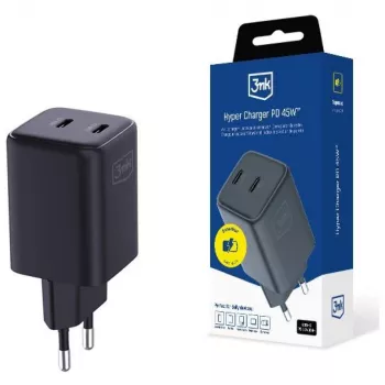 3MK Hyper Charger PD 45W GaN QC4+ PPS — 45W USB-C PD GaN ātrlādētājs