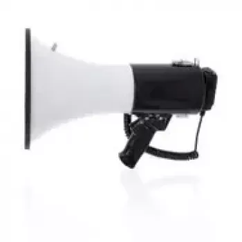 Megafons Nedis MEPH250WT — rokas sirēna/PA, 1500 m diapazons, 120 dB, melns/balts