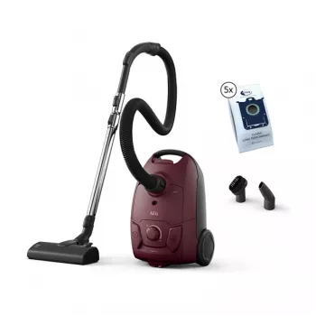 Putekļsūcējs AEG AB51C1DR5B — 3 L putekļu maiss, 750 W, Hygiene filtrs, sarkans