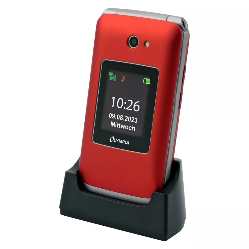 Olympia VITUS 4G salokāmais telefons — 2.8 collu LCD, Bluetooth, FM radio, 147 g, Sarkans