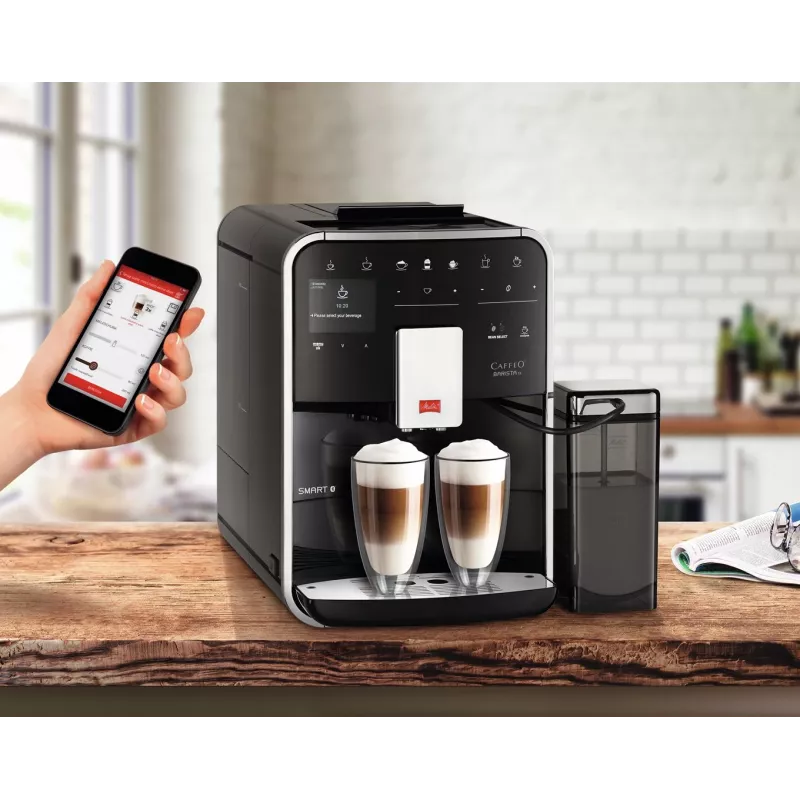 Kafijas automāts MELITTA Barista Smart TS — 1,8 L ūdens tvertne, dubultā iztekas snīpis, TFT displejs, pieņem maltu kafiju, 1450 W, melns