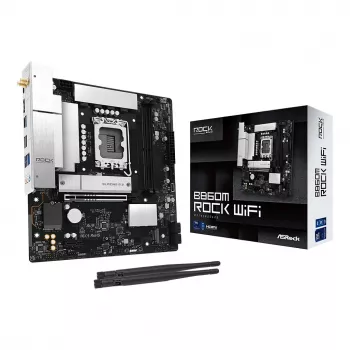 Mātesplate ASRock B860M Rock WiFi (mATX, Intel LGA 1851, DDR5, HDMI, DisplayPort)