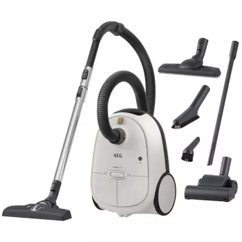 Putekļsūcējs cilindrisks AEG AB61H6SW — 850 W, sausā tīrīšana, 3,5 L putekļu maiss, Allergy Plus filtrs, balts