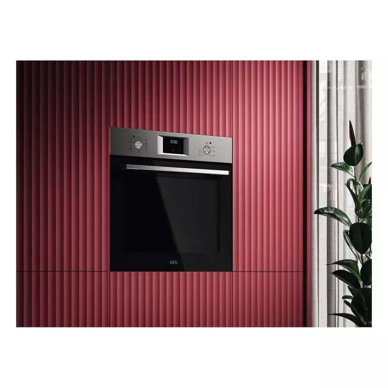 Iebūvējamā elektriskā cepeškrāsns AEG Series 5000 OU5AB20SM — 72 L, A+, nerūsējošais tērauds/melns, skārienvadība un rotācijas vadība