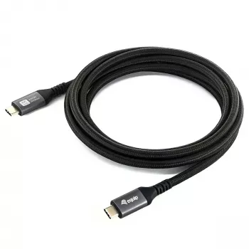 EQUIP USB4 Gen 2x2 C–C kabelis 3,0 m, PD 100W, 4K/60Hz, 20Gbps, Melns