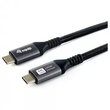 EQUIP USB4 Gen 2x2 C–C kabelis 3,0 m, PD 100W, 4K/60Hz, 20Gbps, Melns