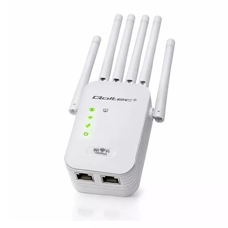 Wi‑Fi signāla pastiprinātājs QOLTEC AC1200 – divu joslu diapazona paplašinātājs