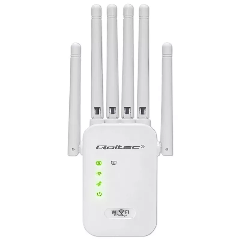 Wi‑Fi signāla pastiprinātājs QOLTEC AC1200 – divu joslu diapazona paplašinātājs