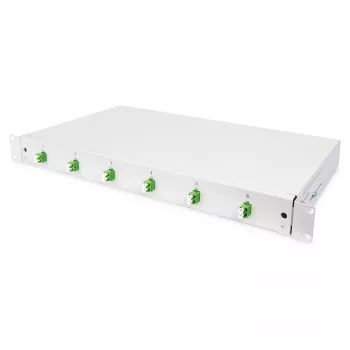 Šķiedru optikas sadales kārba DIGITUS DN-96330/9APC 1U, 6x LC-APC DX, OS2, polimērs/tērauds, gaiši pelēka