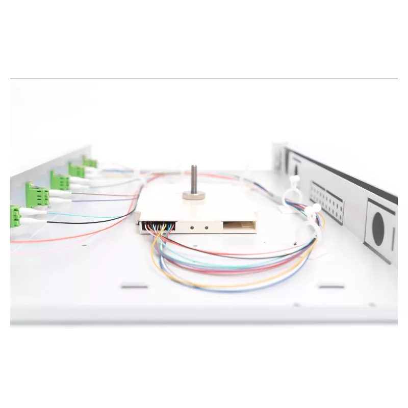 Šķiedru optikas sadales kārba DIGITUS DN-96330/9APC 1U, 6x LC-APC DX, OS2, polimērs/tērauds, gaiši pelēka
