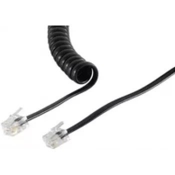 Telefona kabelis S-Impuls 70133-KOMSA plakans 2 m ar RJ-10 uz RJ-10 savienotājiem, Melns