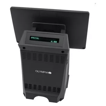 Viss-vienā skārienjūtīgais terminālis Olympia T210 10 collu (25,4 cm) LCD, Android 11, termopārsūtīšanas printeris, 8 cm platums, melns