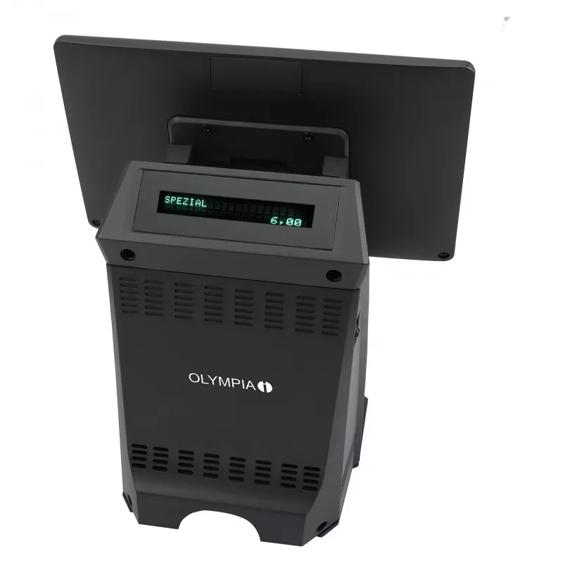 Viss-vienā skārienjūtīgais terminālis Olympia T210 10 collu (25,4 cm) LCD, Android 11, termopārsūtīšanas printeris, 8 cm platums, melns