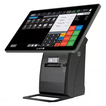 Viss-vienā Olympia T215K 15 collu (38,1 cm) skārienekrāns, Android 11, tiešās termodrukas printeris (8 cm), melns