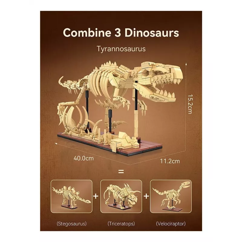 Būvēšanas komplekts Jamara CaDA Dinozauru fosilija Velociraptor — 256 gab., vecumam 8+, bēšs/brūns