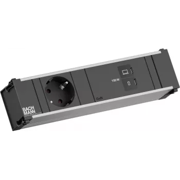 Bachmann CONI BM0023770 Einbaumodul 1x CEE7/3 kontaktligzda 1x USB-C/C 100W melna L=0,2m