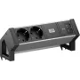 Bachmann DESK2 ALU Melns Galda Savienotājsloksne 2x CEE7/3 1x USB-C/C 45W melns RAL9005