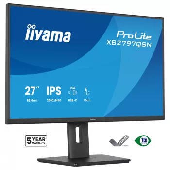 Datora monitors IIYAMA ProLite XB2797QSN-B1 27 collu 2560x1440 Quad HD LCD IPS, matēts, USB 3.2 centrmezgls, skaļruņi, augstuma regulēšana, VESA