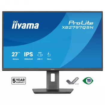 Datora monitors IIYAMA ProLite XB2797QSN-B1 27 collu 2560x1440 Quad HD LCD IPS, matēts, USB 3.2 centrmezgls, skaļruņi, augstuma regulēšana, VESA