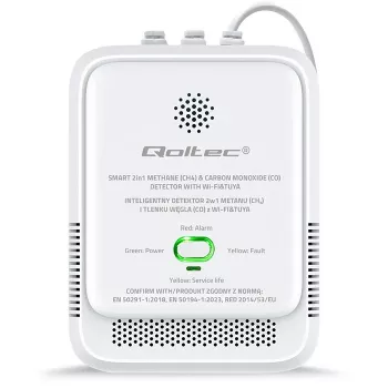 Gāzes un oglekļa monoksīda noplūdes detektors QOLTEC 52654 — dabasgāzes un CO sensors