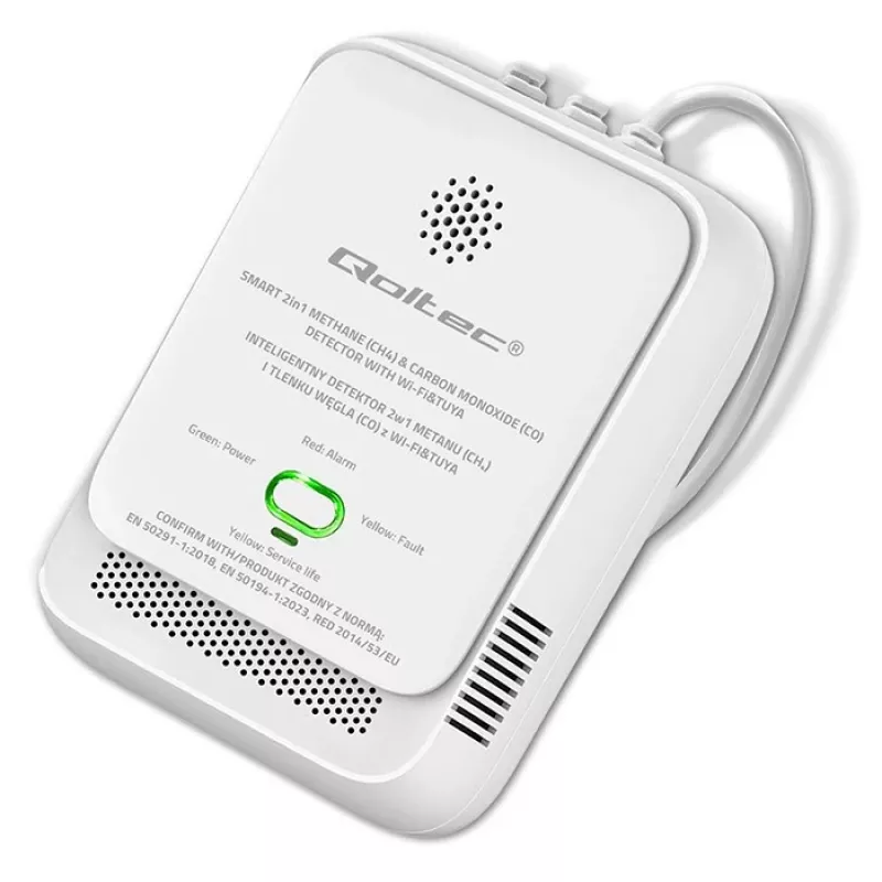 Gāzes un oglekļa monoksīda noplūdes detektors QOLTEC 52654 — dabasgāzes un CO sensors