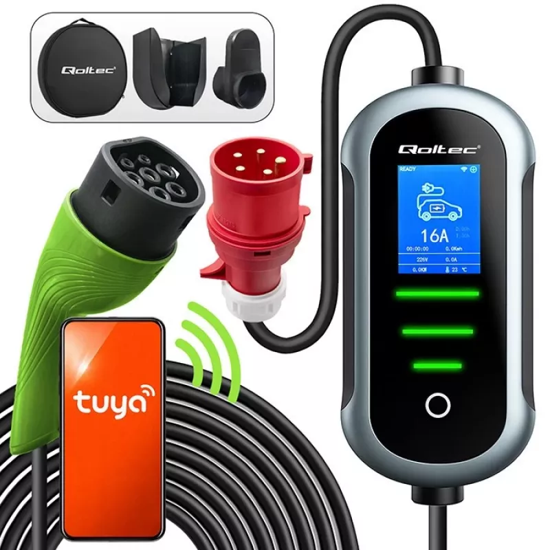 Elektroauto lādētājs QOLTEC 11 kW 400 V CEE 16 A ar WiFi